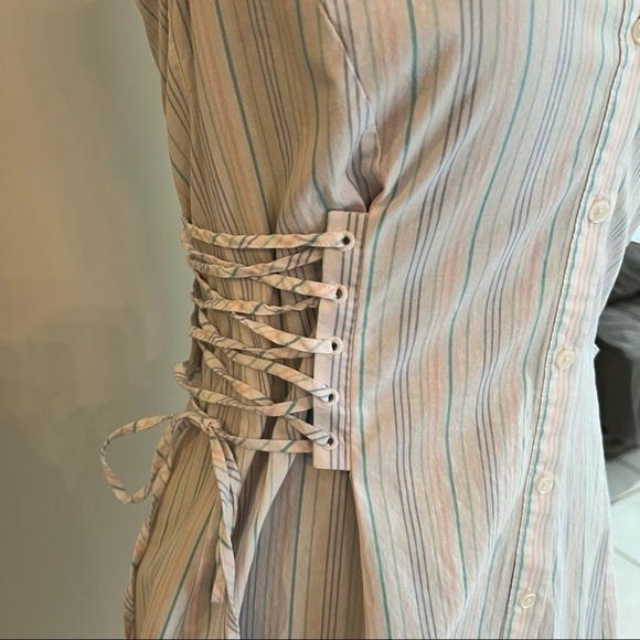 Belle Sky White and Pastel Striped Cotton Dress in size S - Picture 5 of 8